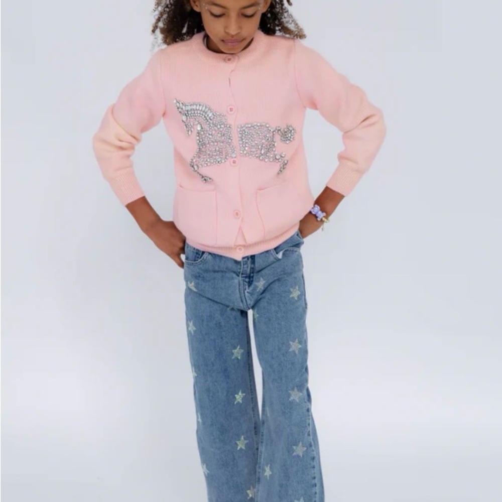 Lola + The Boys Pink Unicorn Sweater